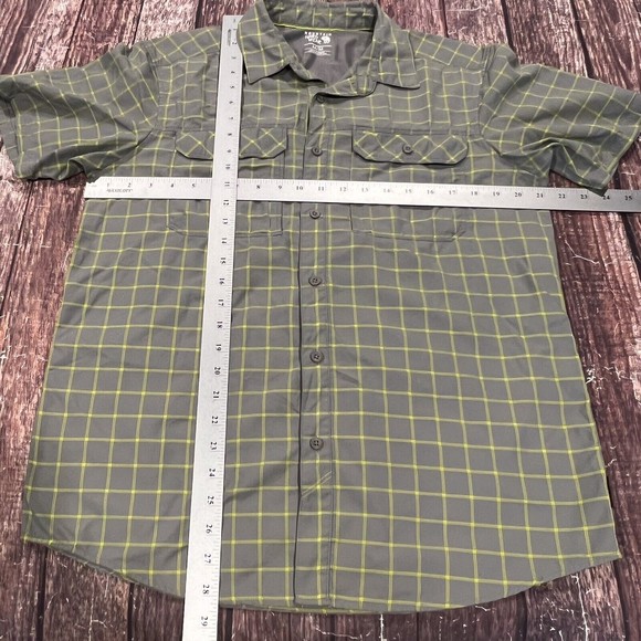 Mountain Hardwear Men Gray Check Short Sleeve Outdoor Fishing Button Sz Medium - Picture 7 of 7